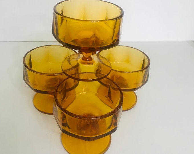 Set of Four Colony Art Nouveau Sherbert, Champagne, Sorbet Glasses