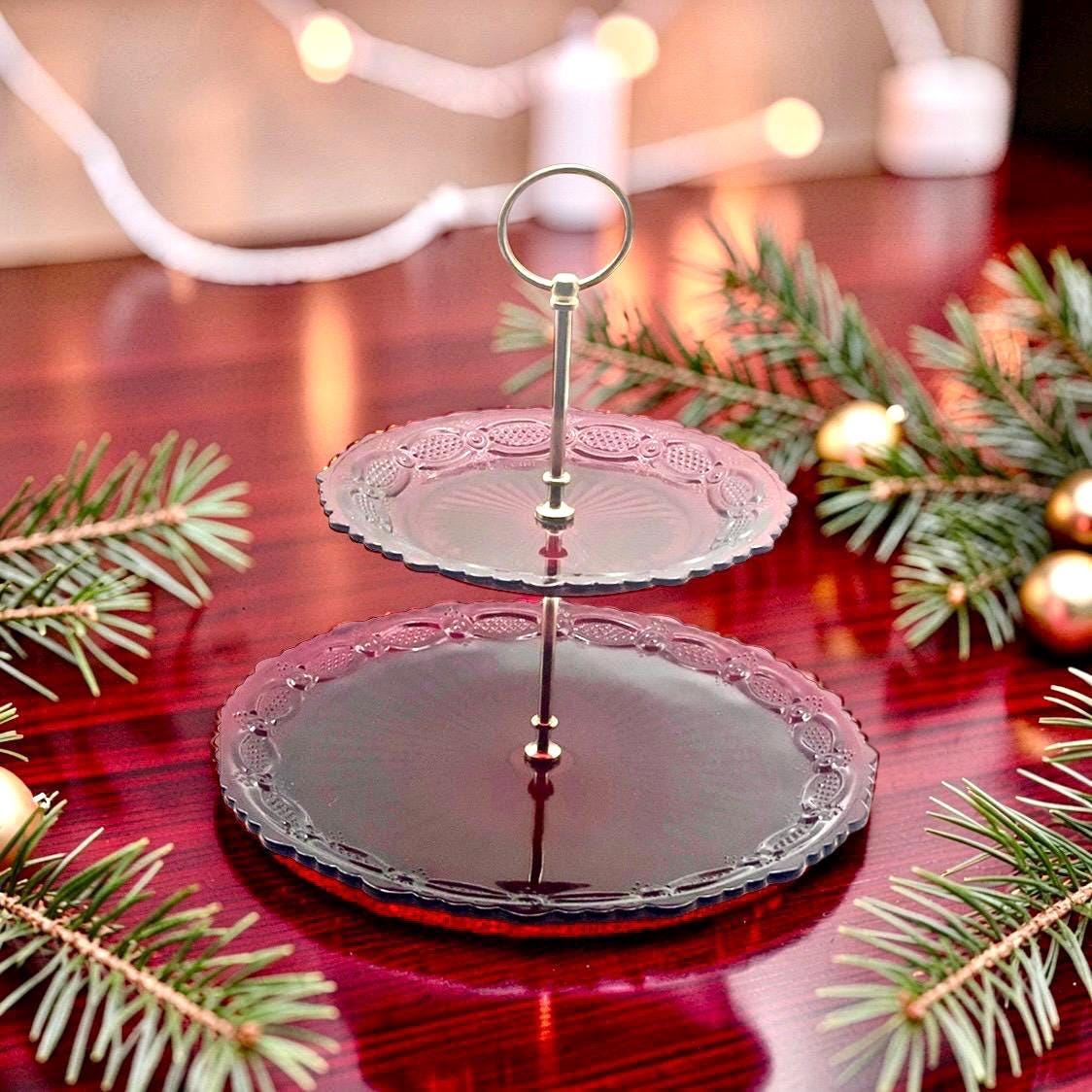 Avon 1876 Cape Cod Two-tier Server, Ruby Red Dessert Stand, Cake
