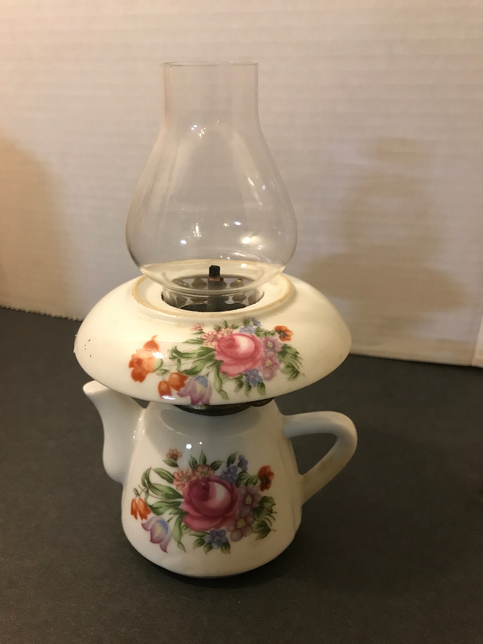 Miniature Teapot Floral Oil Lamp with Shade Etsy