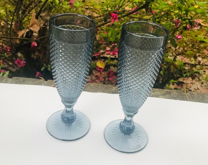 Vista Alegre Flute Bicos Blue Champagne Glass