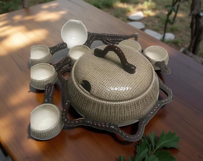 Sittre Vintage Soup Tureen with Cups, Bowls,  and Ladle