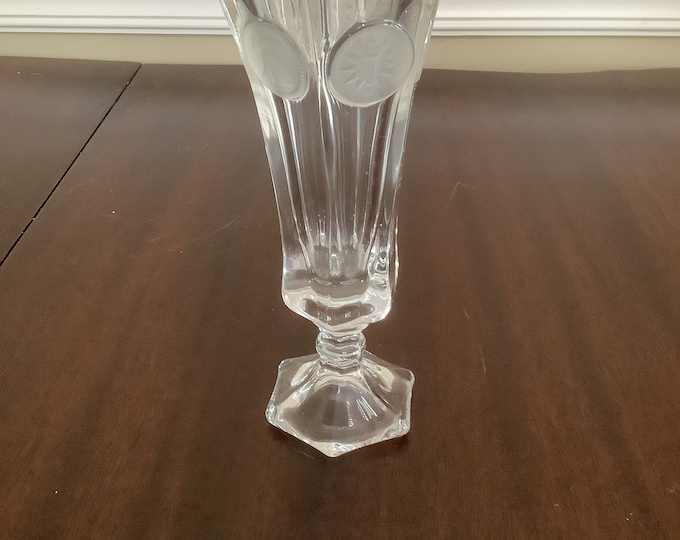 Fostoria Clear Coin Dot Vase,  Paneled Coin Dot Pedestal Vase