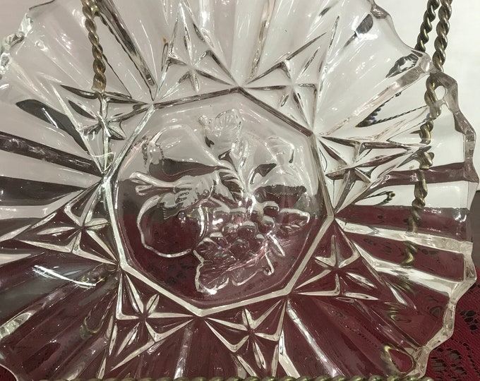 Vintage Federal Glass Pioneer Pattern Serving Dish, Relish Dish