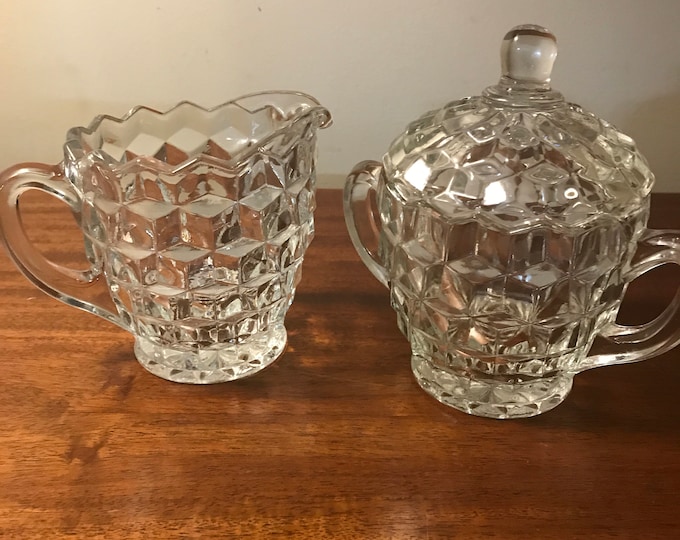 Colony Whitehall Clear Cube Cream and Sugar Set