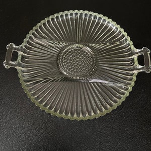 Vintage Jeannette Glass Relish Platter: National Clear 6-Part Serving Tray