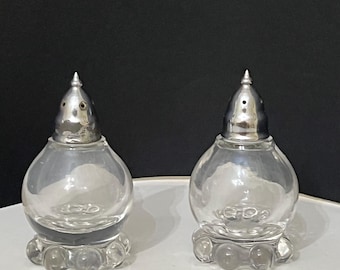 ヴィンテージのキャンドルウィックガラス製ソルト＆ペッパーシェーカー
