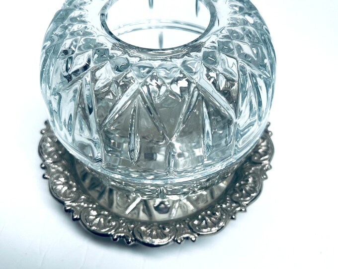 Fairy Lamp by Homco on Sliver Tray/ Clear Homco Fairy Lamp, Giftware