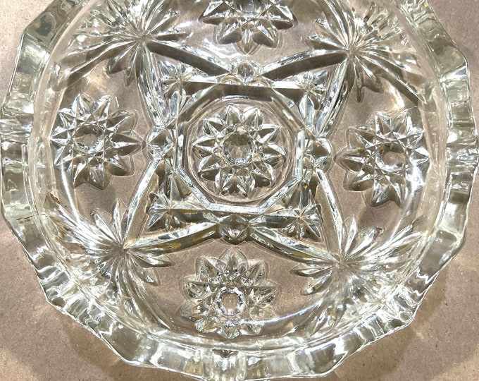 Anchor Hocking Prescut Clear Double Ashtray,  Man Cave Ashtray, Star of David Ashtray, Giftware