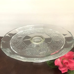 Vintage Anchor Hocking Avalon Glass 2pc Footed Cake Stand