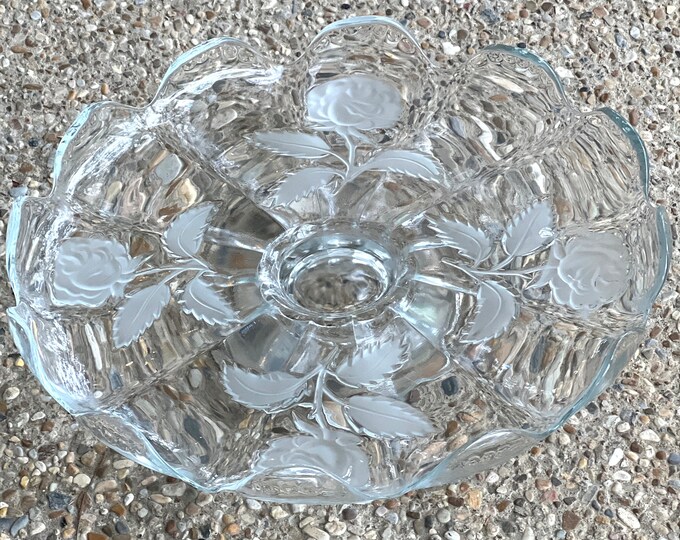 Clear Industries Cake Stand, Bouquet Clear Frosty  Rose 14” Cake Stand, Wedding cake stand, Gift for Her, Pedestal Cake Platter