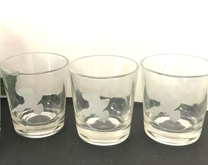 Vintage Federal Glass On The  Rocks Low Ball Tumblers, Whiskey Glass, Barware Tumblers, Giftware