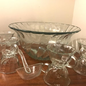Anchor Hocking Punch Bowl, Victoria Optic Swirl Punch Bowl mit Tassen und Schöpfkelle