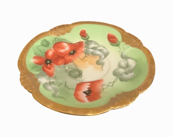 Antique  Limoges Coronet Hand Painted Saucer signed Barbot, France