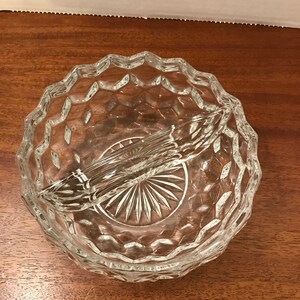 Old vintage white hall Clear Colony Divided Relish Dish Staked Cube Design