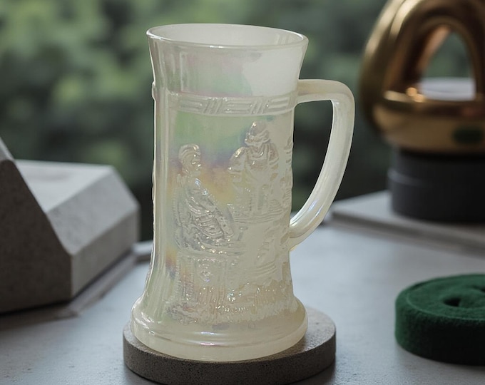 Iridescent Milk Glass Stein Tankard Oktoberfest Federal Glass Beer Mug Stein