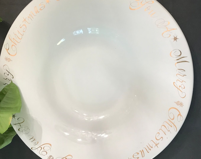 Christmas Wish Serving Platter by Rosanna,  Ceramic Serving Platter, Made in Italy, Calligraphy, Holiday Serving Platter, Large Salad Bowl