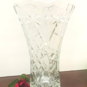 Anchor Hocking  Prescut Clear Vase, Star of David Vase