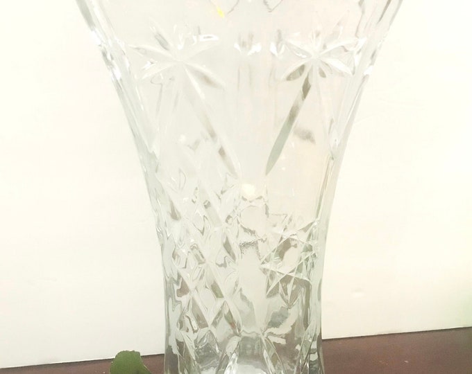 Anchor Hocking  Prescut Clear Vase, Star of David Vase