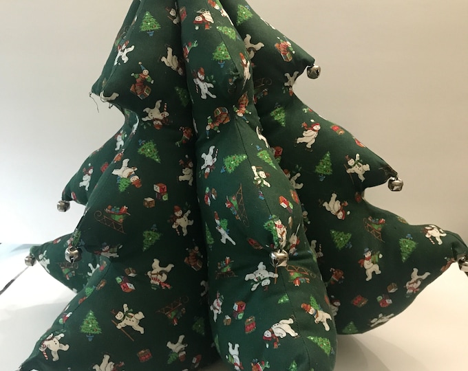 Vintage Stuffed Christmas Tree with Silver Bells