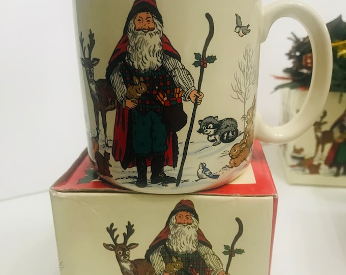 Vintage Potpourri Designs 1993 Woodland-Santa Mugs