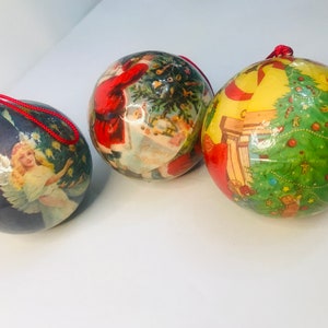 Christmas Tree Ornaments, Paper Mache/ Vintage Tree Bulbs