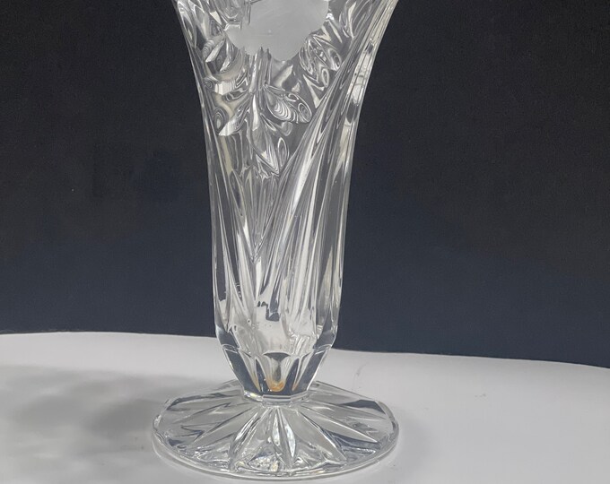 Anna Hutte Bleikristal Vase, Rose Etched 24% Lead Crystal Vase/Gift