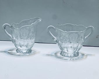 ケンブリッジローズポイントクリスタルクリーマー＆シュガーボウル