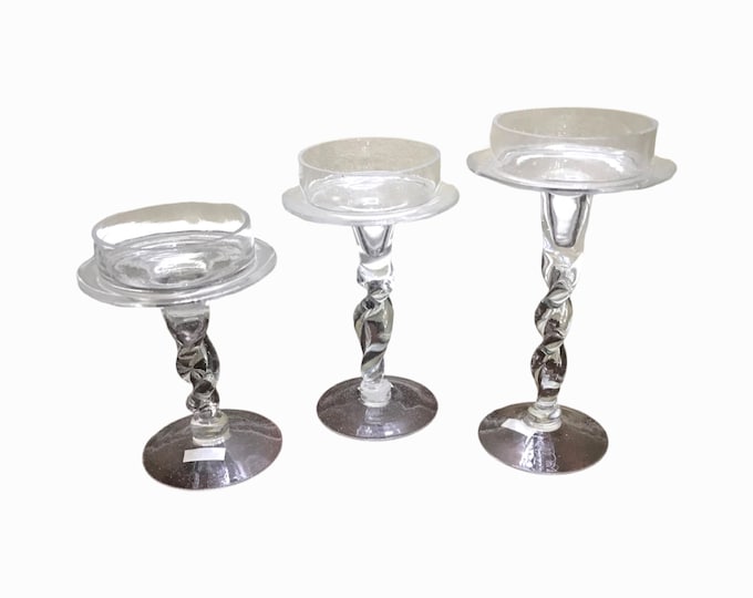 Candle Holder, Twisted Glass, Clear by Elements/ International Silver Company Candle Holders