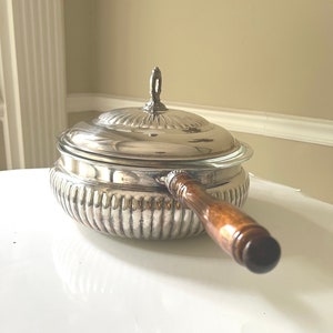 Silver-plated Vintage Chafing Dish With Pyrex Glass Liner