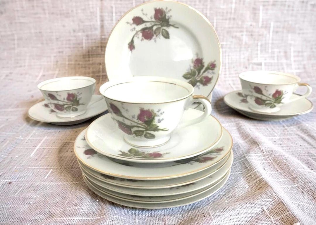 Vintage Moss Rose China: Thames & Ucagco Plates, Cups, Saucers - Etsy