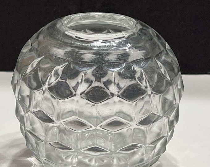 Fostoria American Cube Clear Rose Bowl Five Inches Tall