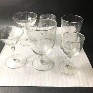 Noritake Bamboo Smooth Stem Goblets, Water, Liquor, Wine, Champagne, Brandy, Gray Cut Bamboo Goblets