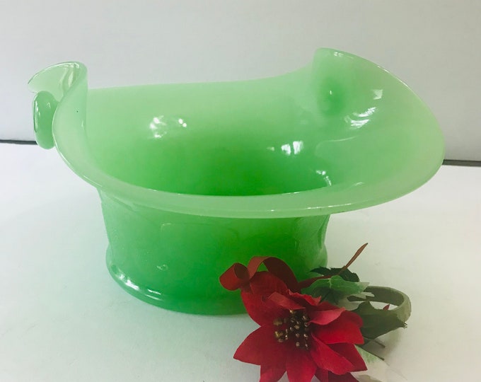 Fenton Clambroth Jadeite “Big Cookie Bowl” # 1681 depression Glass Jadeite, Jade Green Basket