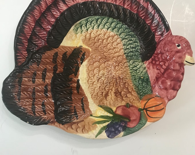 Small Turkey Platter Server/ Hand Painted