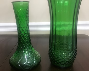 Hoosier/ Napco Vase, Emerald Green/ Clear Hoosier Vase/ Bud Vase, Flower Vase