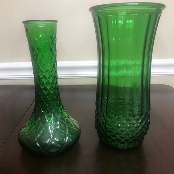 Hoosier/ Napco Vase, Emerald Green/ Clear Hoosier Vase/ Bud Vase, Flower Vase