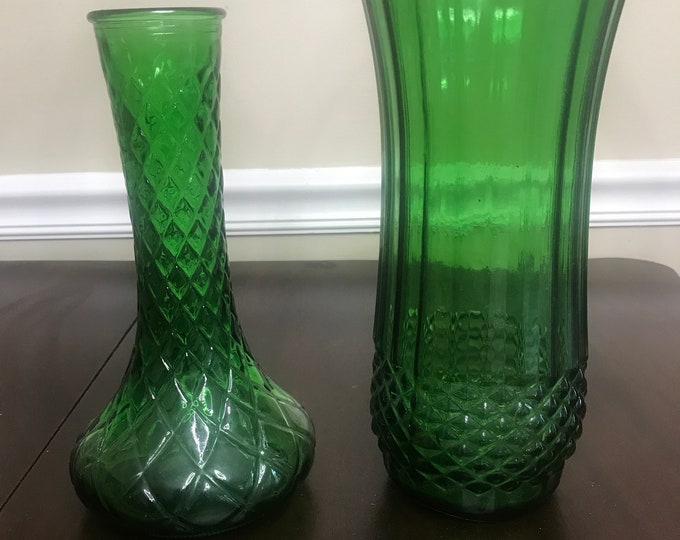 Hoosier/ Napco Vase, Emerald Green/ Clear Hoosier Vase/ Bud Vase, Flower Vase
