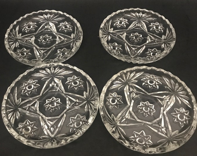 Anchor Hocking Star of David Coasters, Prescut Clear Glass  Coasters