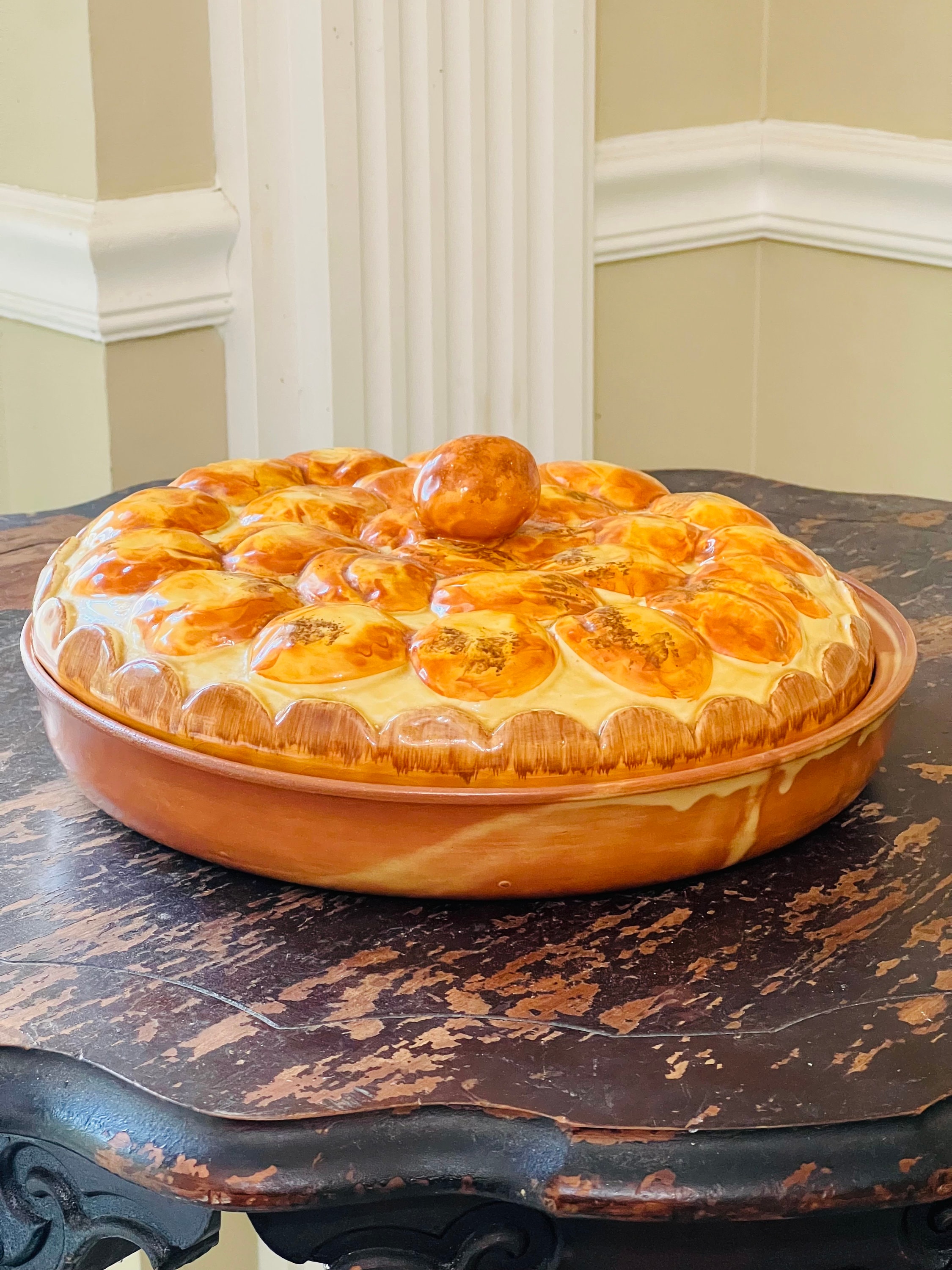 Vintage Terracotta Pie Plate Made in Italy Pie Keeper With Lid Apricot Pie Plate With Lid Etsy India
