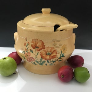 Vintage Treasure Craft Bean Pot, Soup Tureen, Ceramic Soup Tureen With Ladle