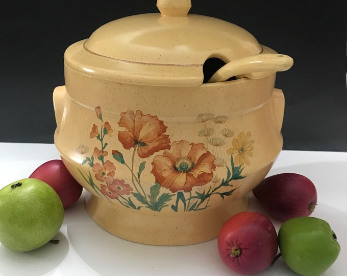 Vintage Treasure Craft Bean Pot, Soup Tureen, Ceramic Soup Tureen With Ladle