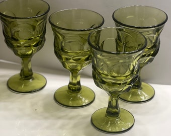 Gobelets à vin vert Fostoria HFM Argus, calice, verres à vin/eau à vin/à eau du musée Henry Ford