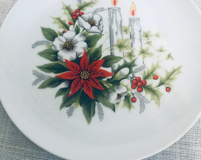Holiday Plates and Cups, Christmas Porcelain Dessert plates with Matching Cups