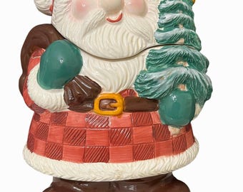 Vintage Santa Claus Ceramic Cookie Jar - 1999 Handpainted - Etsy