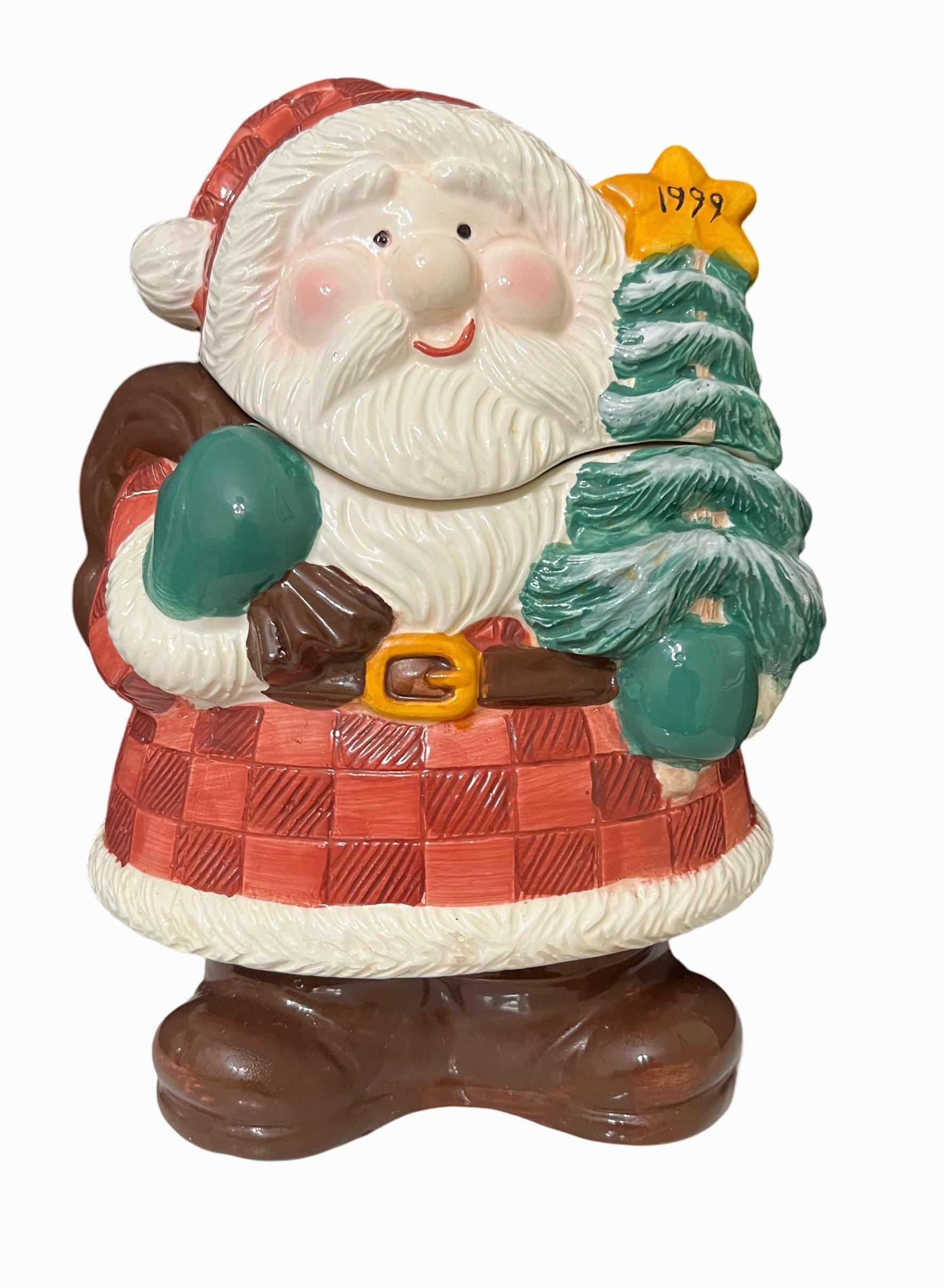 Vintage Santa Claus Ceramic Cookie Jar - 1999 Handpainted - Etsy