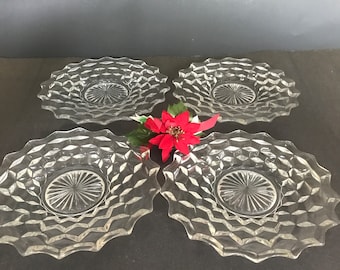 Vintage Fostoria durchsichtiger amerikanischer Salatteller: Würfeldesign (18 cm)