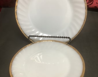 Vintage Fire King Swirl Glass Dishes: Gold Trimmed Ovenware