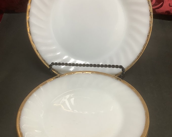 Vintage Fire King Anchor Hocking Oven Ware Glass Swirl, Dinner,  Salad plates, Bowls,  Covered Sugar Bowl