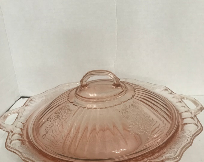 Anchor Hocking, MAYFAIR Pink Depression, Covered Vegetable Dish