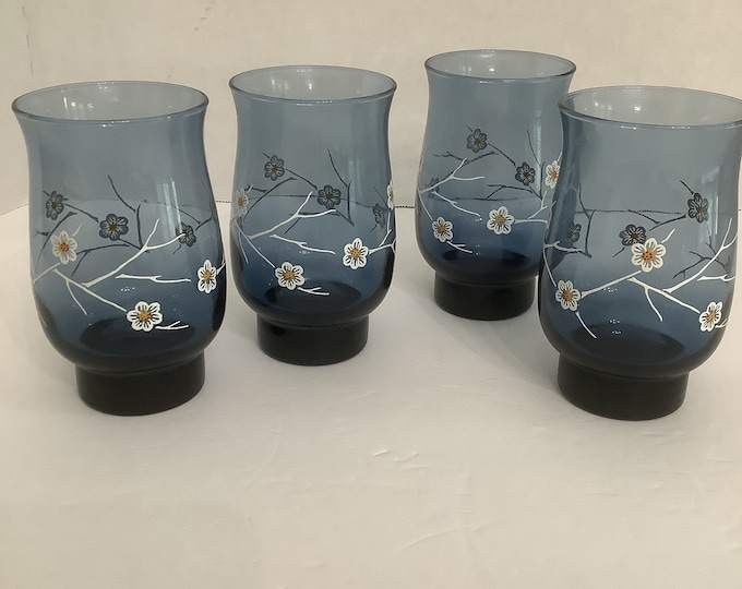 Libbey’s LRS10  Blue Floral Ice Tea Tumblers / Water Tumblers/ Juice Tumbler